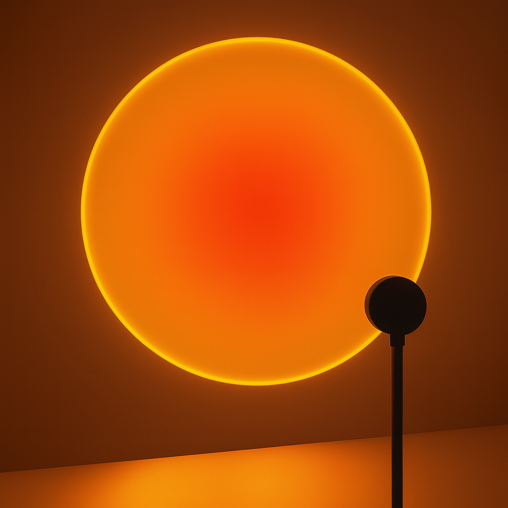 Lampe de projection LED effet coucher de soleil rotative USB – Lumière décorative et romantique pour chambre ou salon