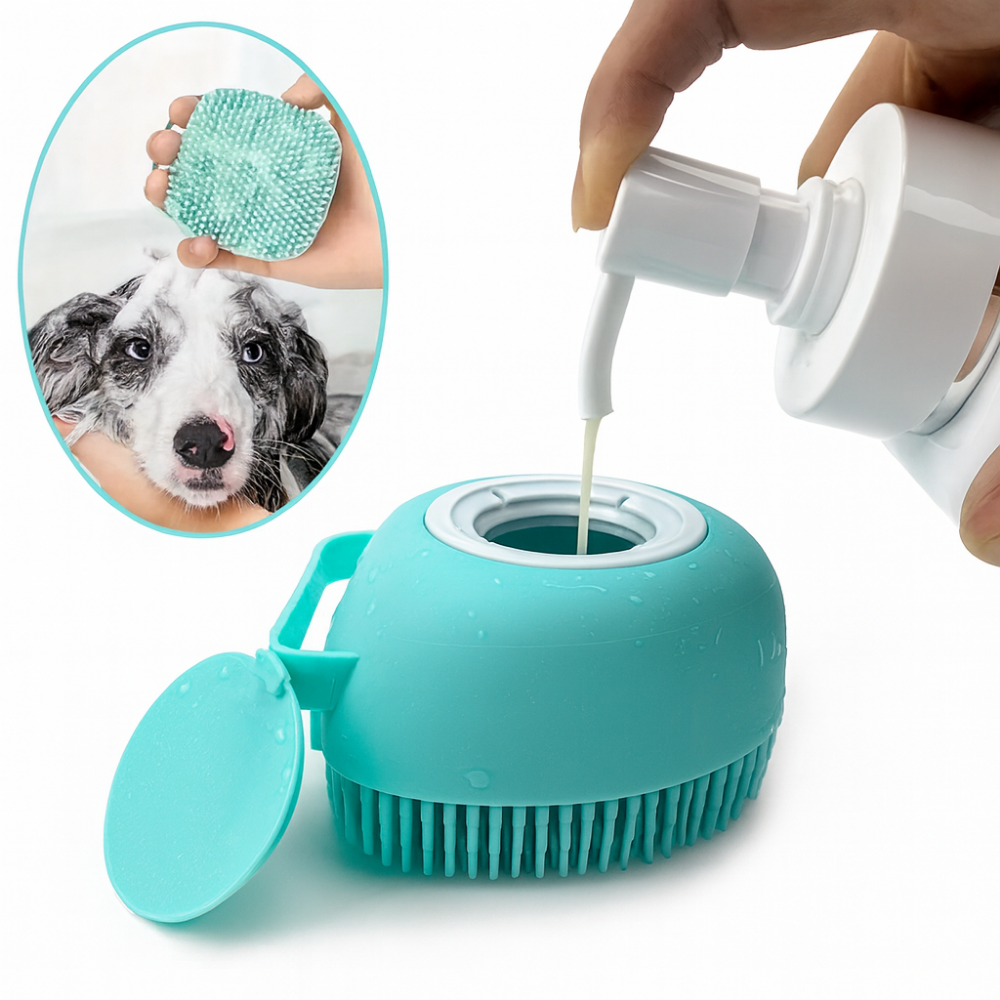 Brosse de bain en silicone pour chiens et chats