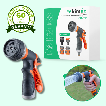 JetGrip Pistolet d'Arrosage Ergonomique à Jets Réglables – Pour Jardin et Arrosage Précis