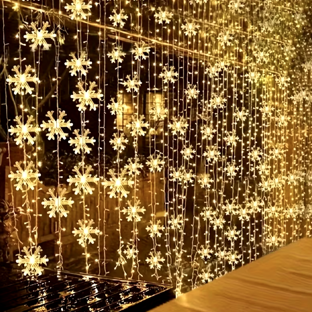 Guirlande rideau LED flocons de neige