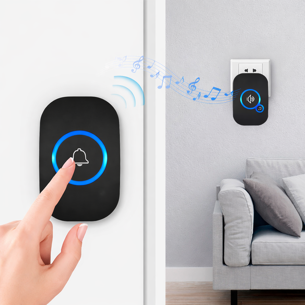 Sonnette sans fil Longue Portée Exterieur Étanche Electronique avec Récepteur Enfichable