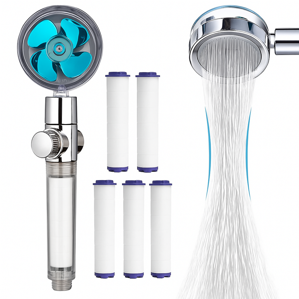 AquaPure - Pommeau de Douche à pression réglable avec 5 filtres inclus