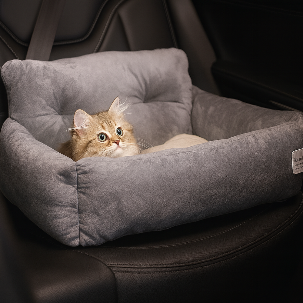 Siège auto pour chat et petit chien – Rehausseur lavable avec sangles réglables et sécurité voiture