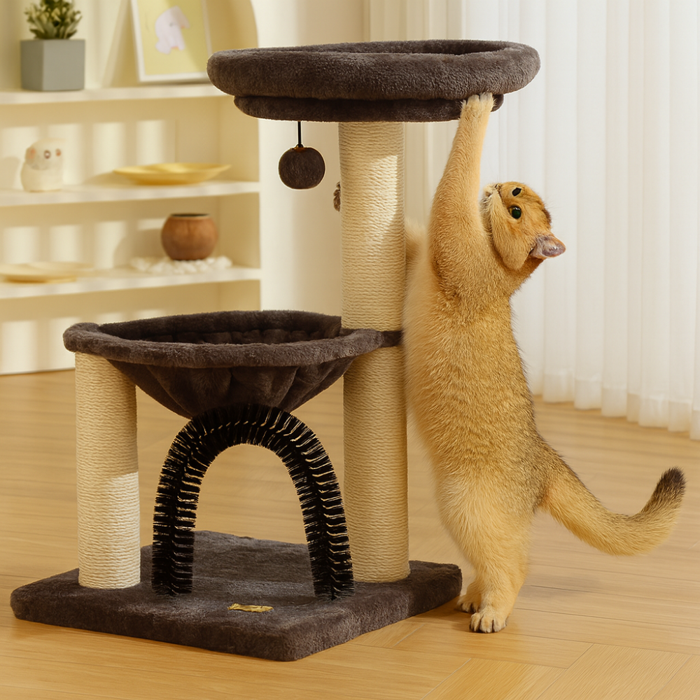 Tour de Jeu Interactive pour Chat – Jouet avec Balles Rotatives et Griffoir