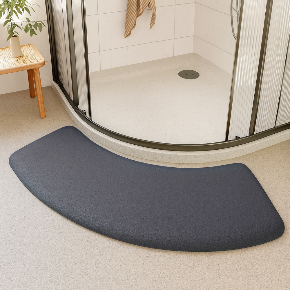 Tapis de bain demi-lune antidérapant lavable polyester