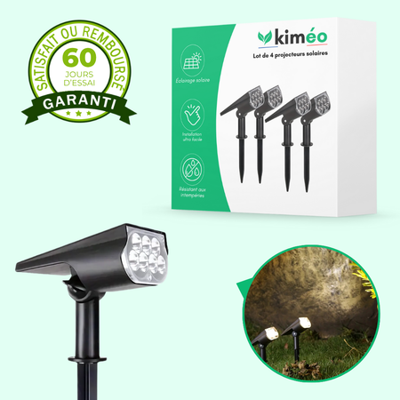 Lot de 4 projecteurs solaires sur piquet pour jardin