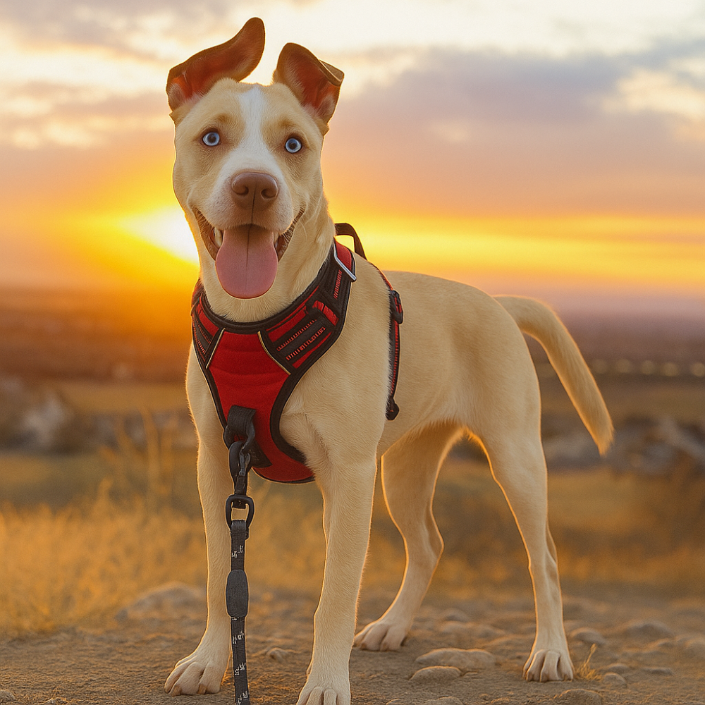 Harnais chien anti-traction réfléchissant avec poignée – Grand chien