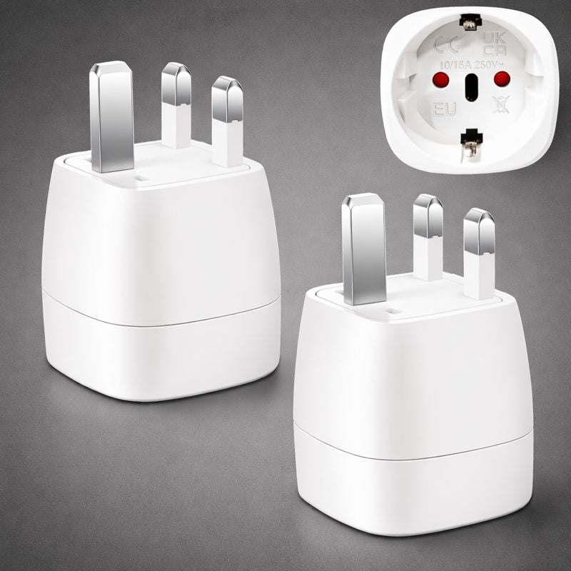Adaptateur pour prises anglaises Type G – France vers UK – Lot de 2 | 1+1 Offert