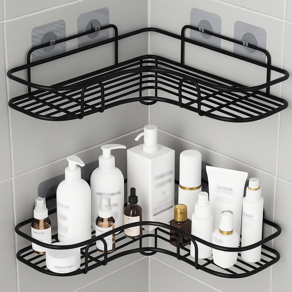 Étagère d’angle murale pour salle de bain