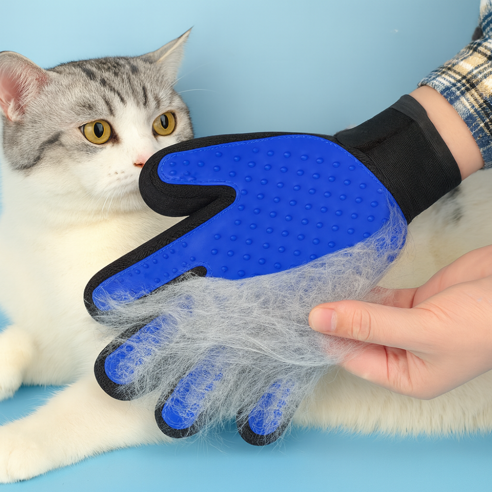 Gants de toilettage pour chiens et chats – Éliminent poils morts et massent la peau