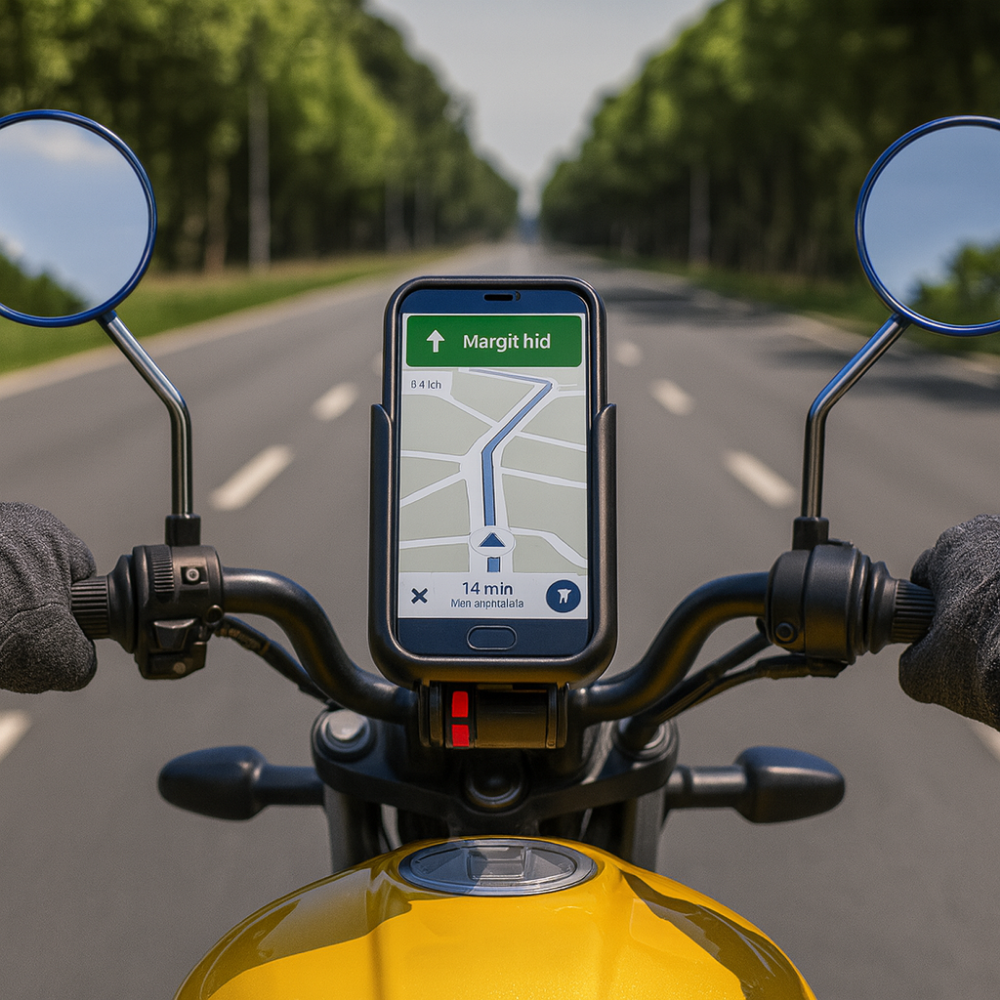 Support téléphone moto aluminium 360° – Fixation GPS anti-tremblement