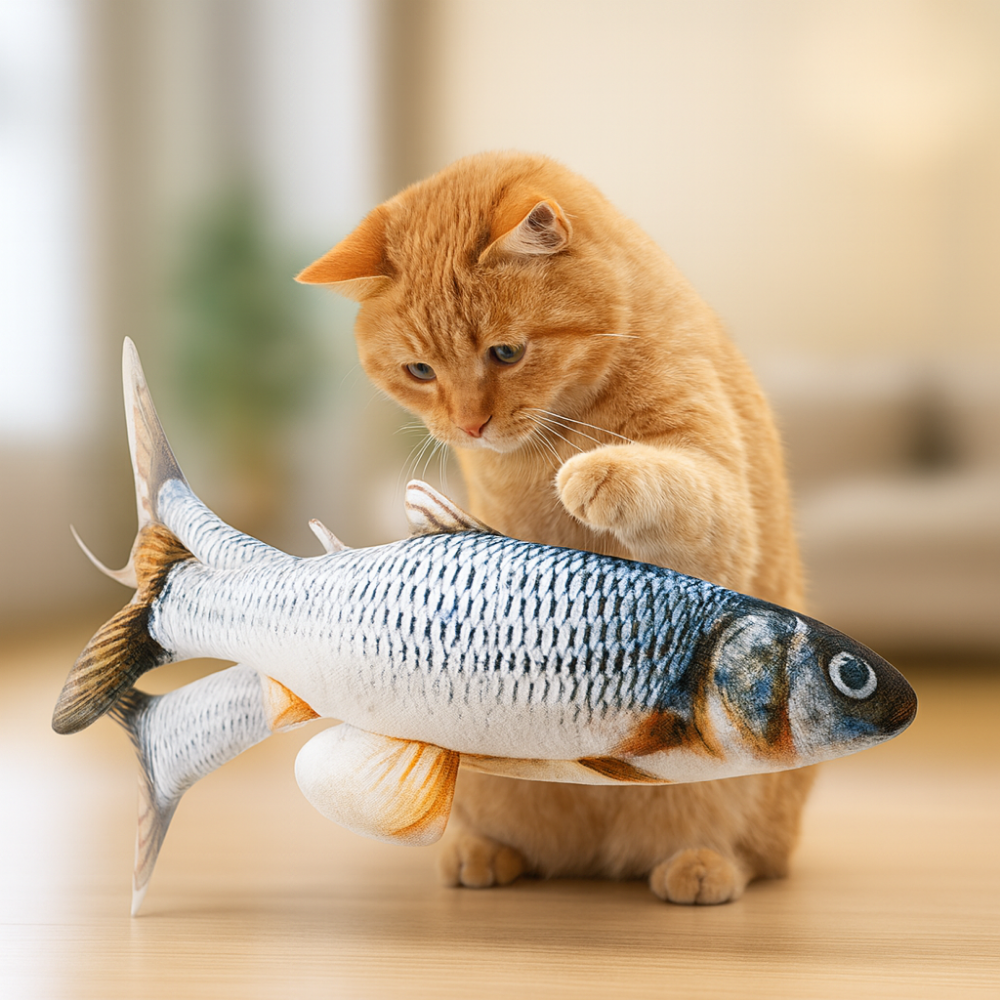 Jouet Poisson Interactif Réaliste pour Chats – Peluche Animée avec Mouvement