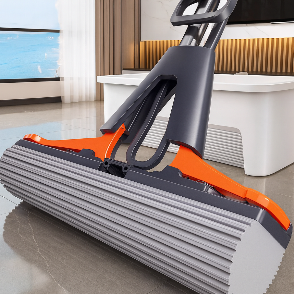 Clean PRO X – Serpillière pliable mains libres à haute absorption pour sols secs et humides