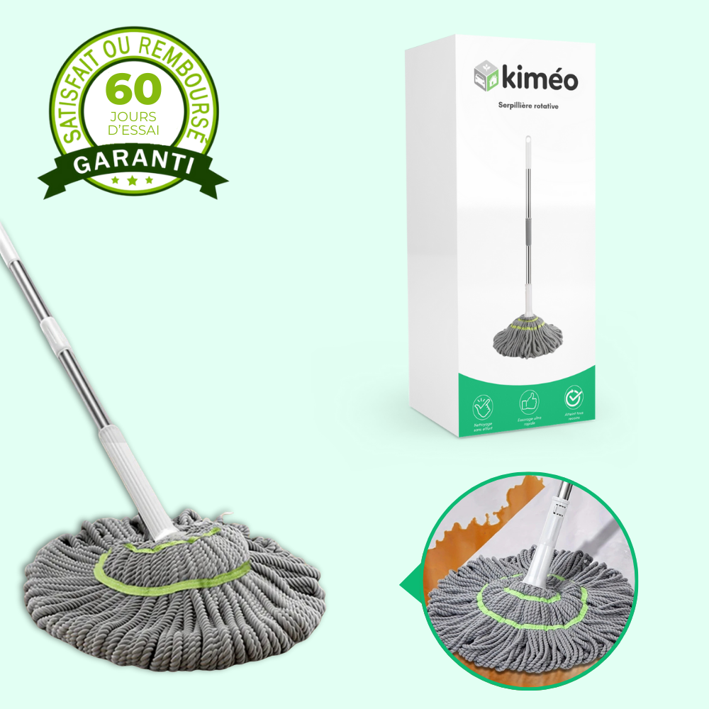 Turbo'Clean | Serpillière rotative auto-essorante | Essorage facile intégré