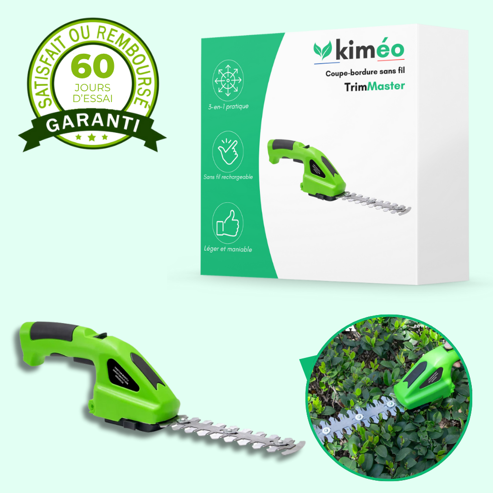 TrimMaster – Coupe-bordure sans fil rechargeable avec sécateur intégré
