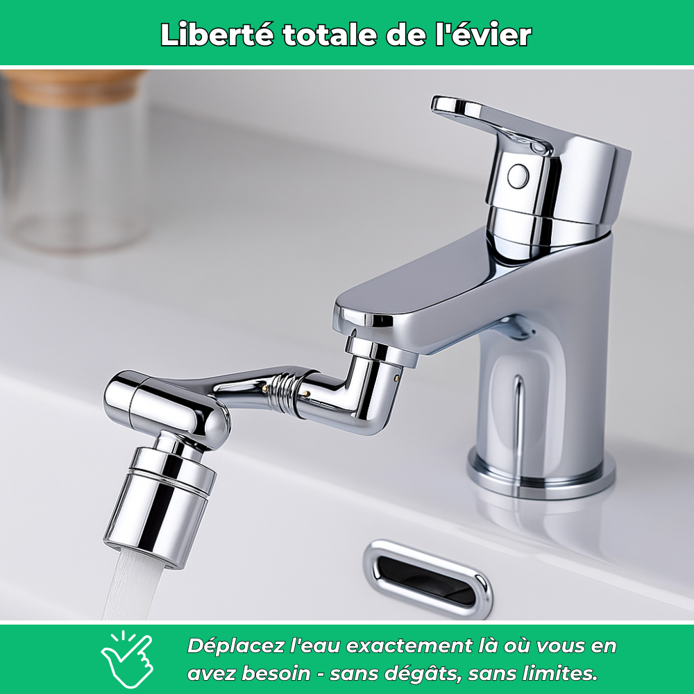 Aquaflex - Extension Robinet 1440° Pivotant - Economiseur d'eau intégré