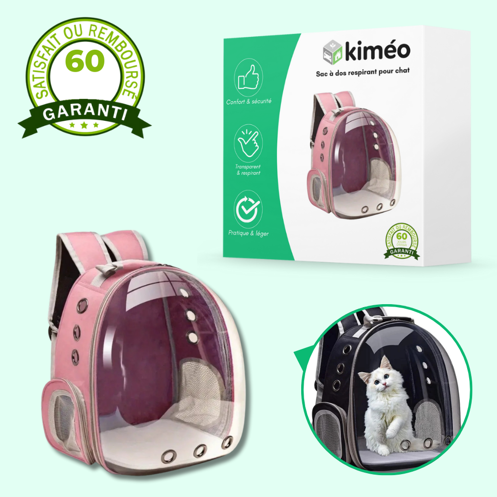 Sac à dos respirant pour chat – Fenêtre transparente et confort de transport
