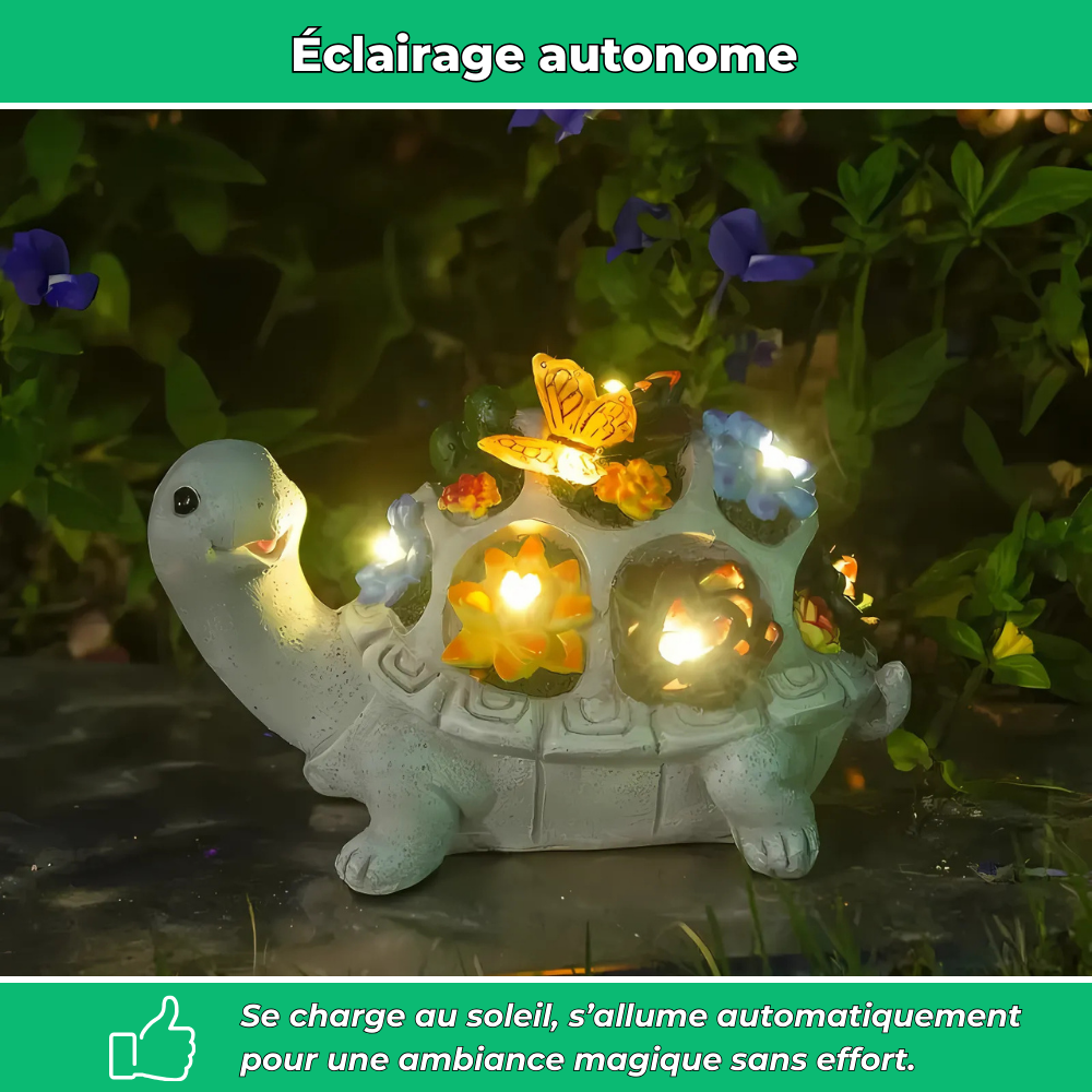 Tortue solaire LED colorée pour jardin