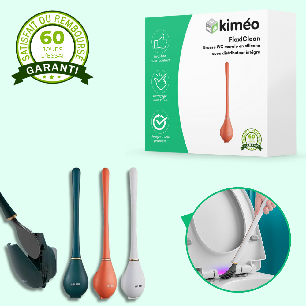 FlexiClean – Brosse WC murale en silicone avec distributeur intégré