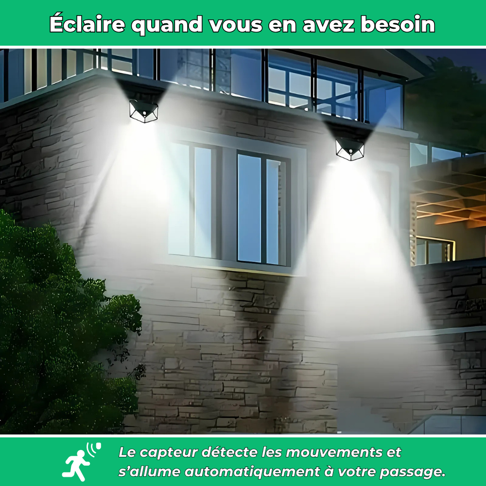 Lampe murale solaire à détection de mouvement
