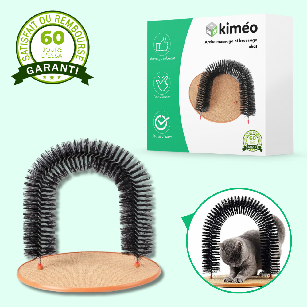 Arche de massage et brossage pour chat – Élimine poils et réduit le stress