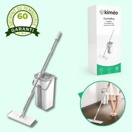 CrystalMop – Serpillière avec seau essoreur 360° pour sols humides et secs