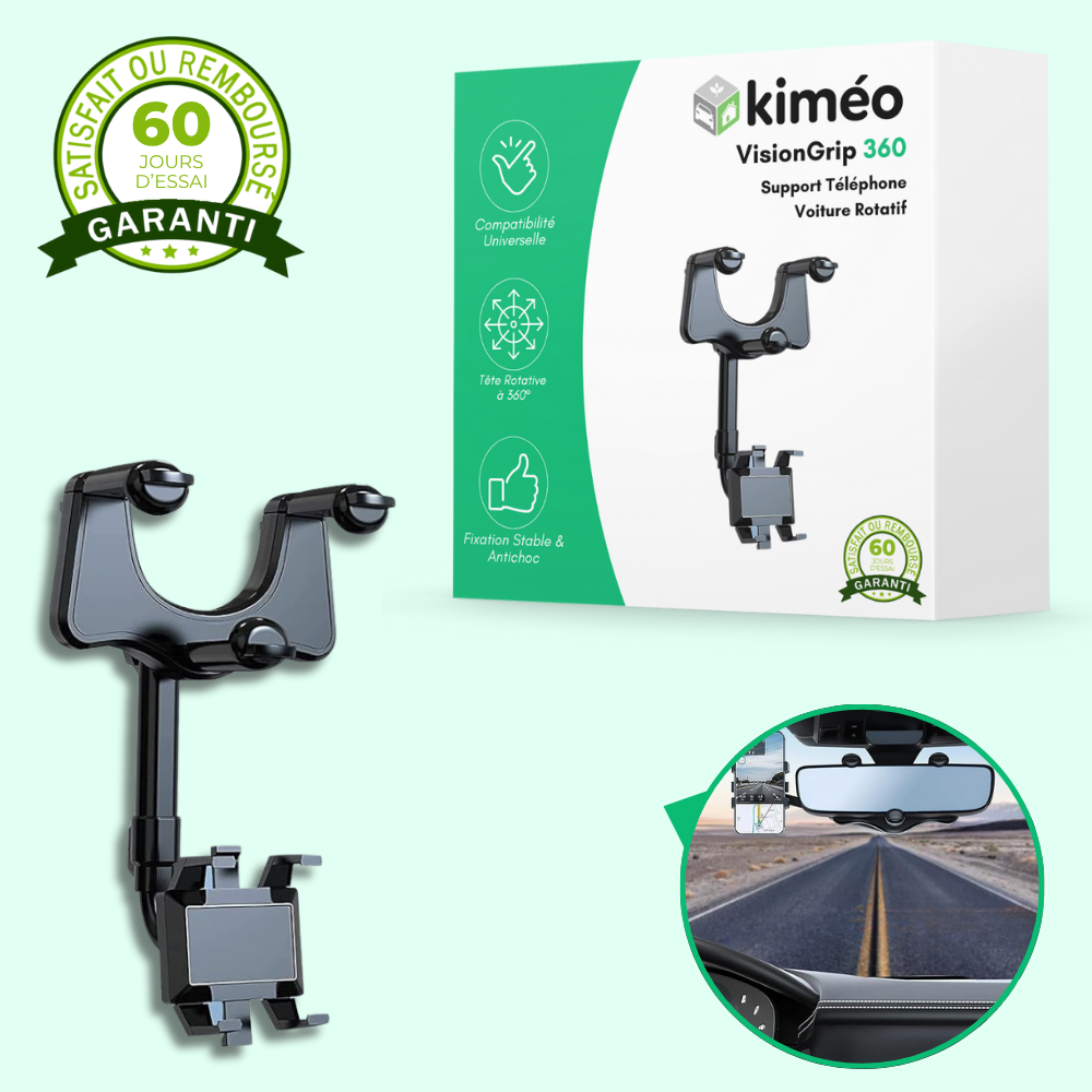 VisionGrip 360 – Support Téléphone Voiture Rotatif