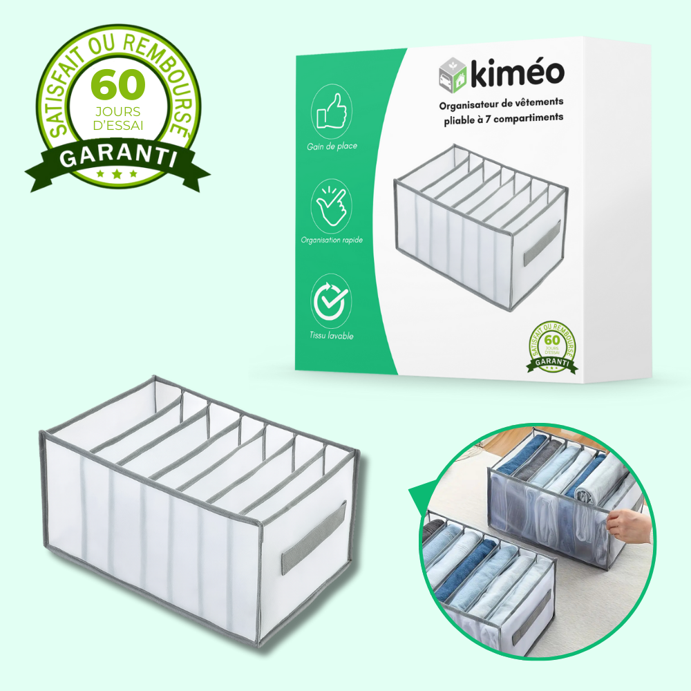 Organisateur de vêtements pliable à 7 compartiments