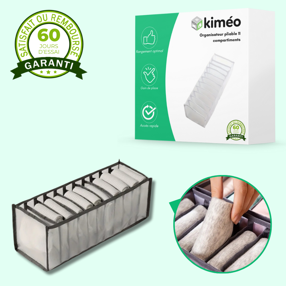 Organisateur de sous-vêtements pliable 11 compartiments