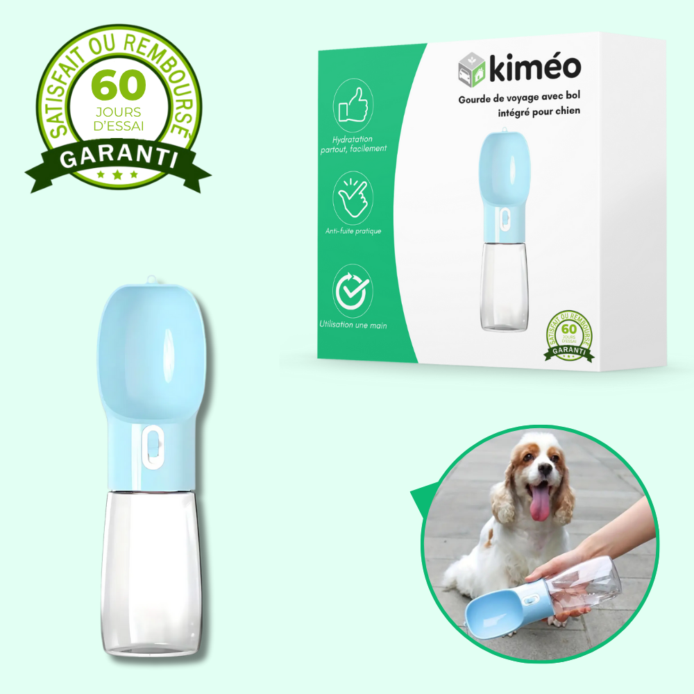 Gourde de voyage avec bol intégré pour chien