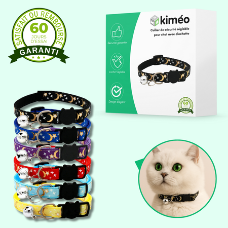 Collier de sécurité réglable pour chat avec clochette