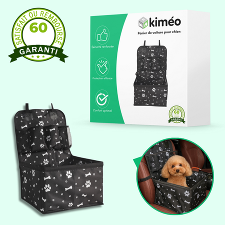 Panier de voiture pour chien – Siège avant avec tapis anti-rayures, poches latérales et housse de ceinture de sécurité
