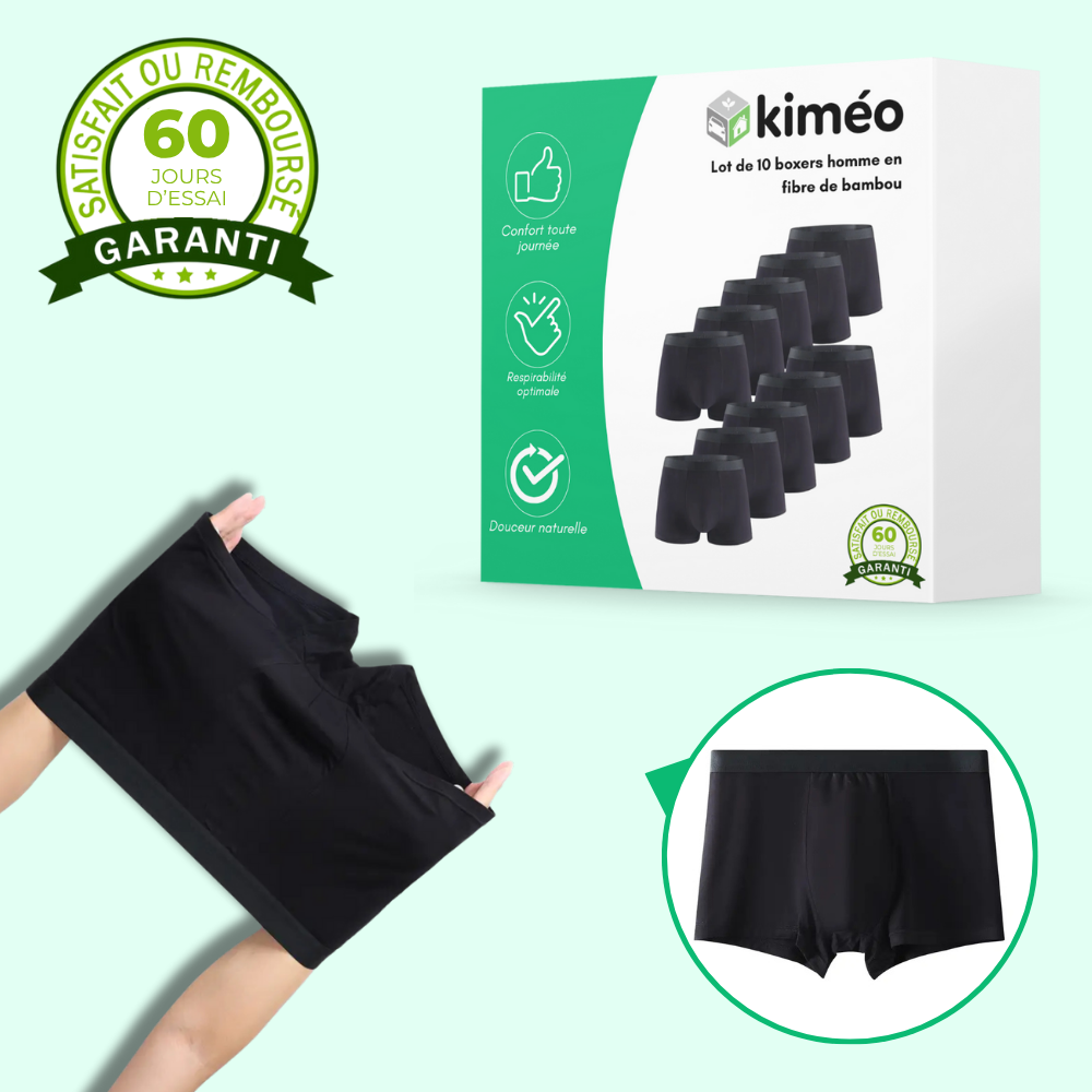 Lot de 10 boxers homme en fibre de bambou
