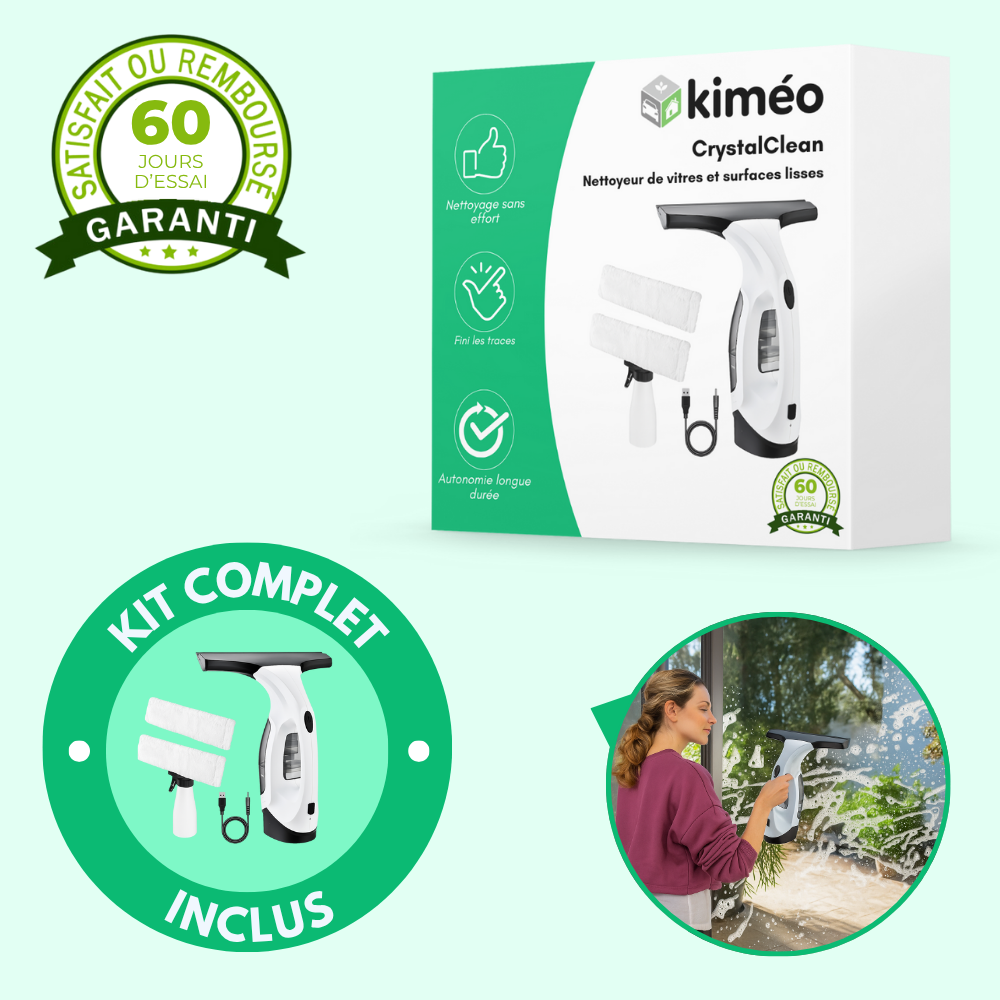 CrystalClean – Nettoyeur de vitres électrique 2200 mAh | Vitres, miroirs, douches et comptoirs
