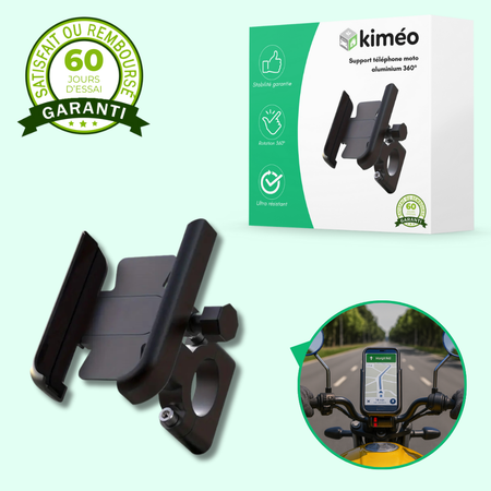 Support téléphone moto aluminium 360° – Fixation GPS anti-tremblement