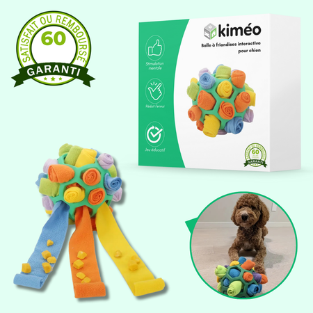 Balle distributrice de friandises pour chien – Jouet interactif et éducatif