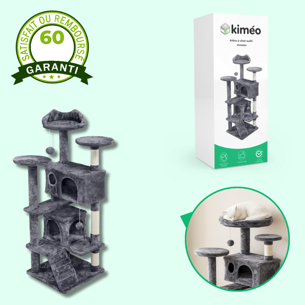 Arbre à Chat Multi-Niveaux avec Griffoir et Plateformes – Maison de Jeu pour Chats