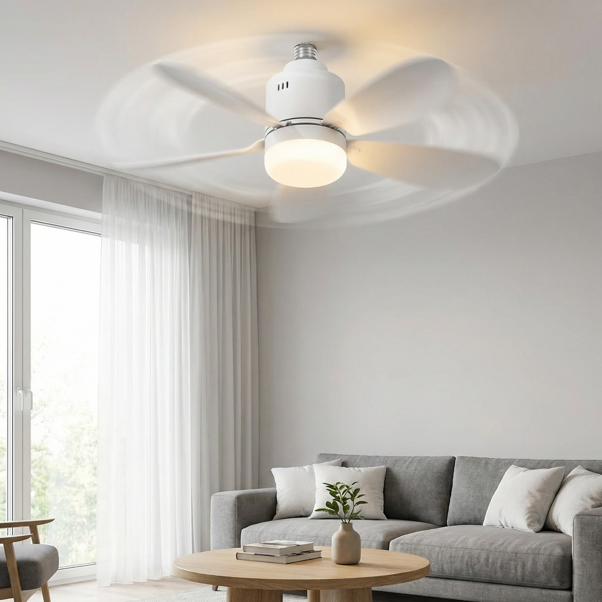 Ventilateur de Plafond avec LED Silencieux & Connecté | Ventilateur Plafonnier 5 Pales avec Télécommande