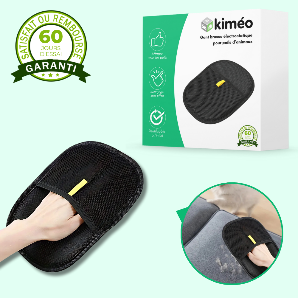 Gant brosse électrostatique pour poils d’animaux