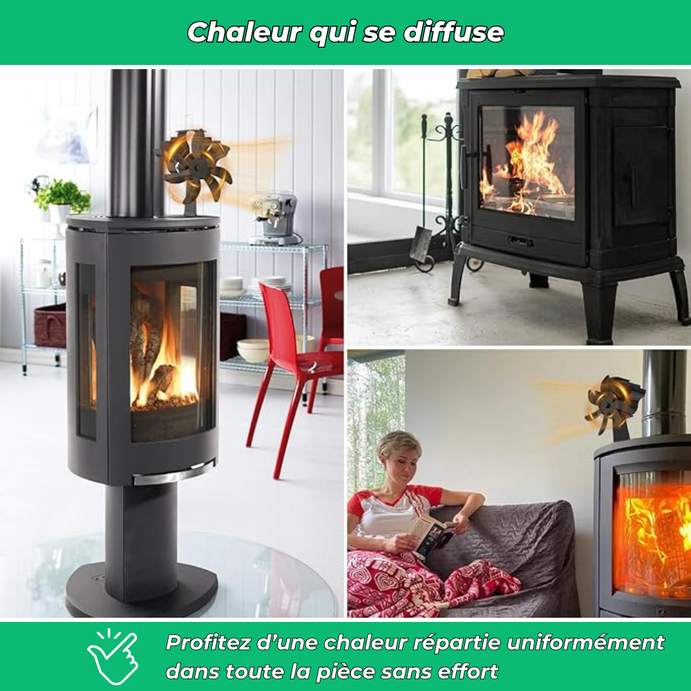PoêleBoost | Ventilateur pour poêle à bois silencieux | Diffusion de chaleur efficace