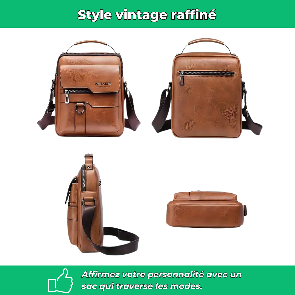 Sac à bandoulière vintage en cuir pour homme