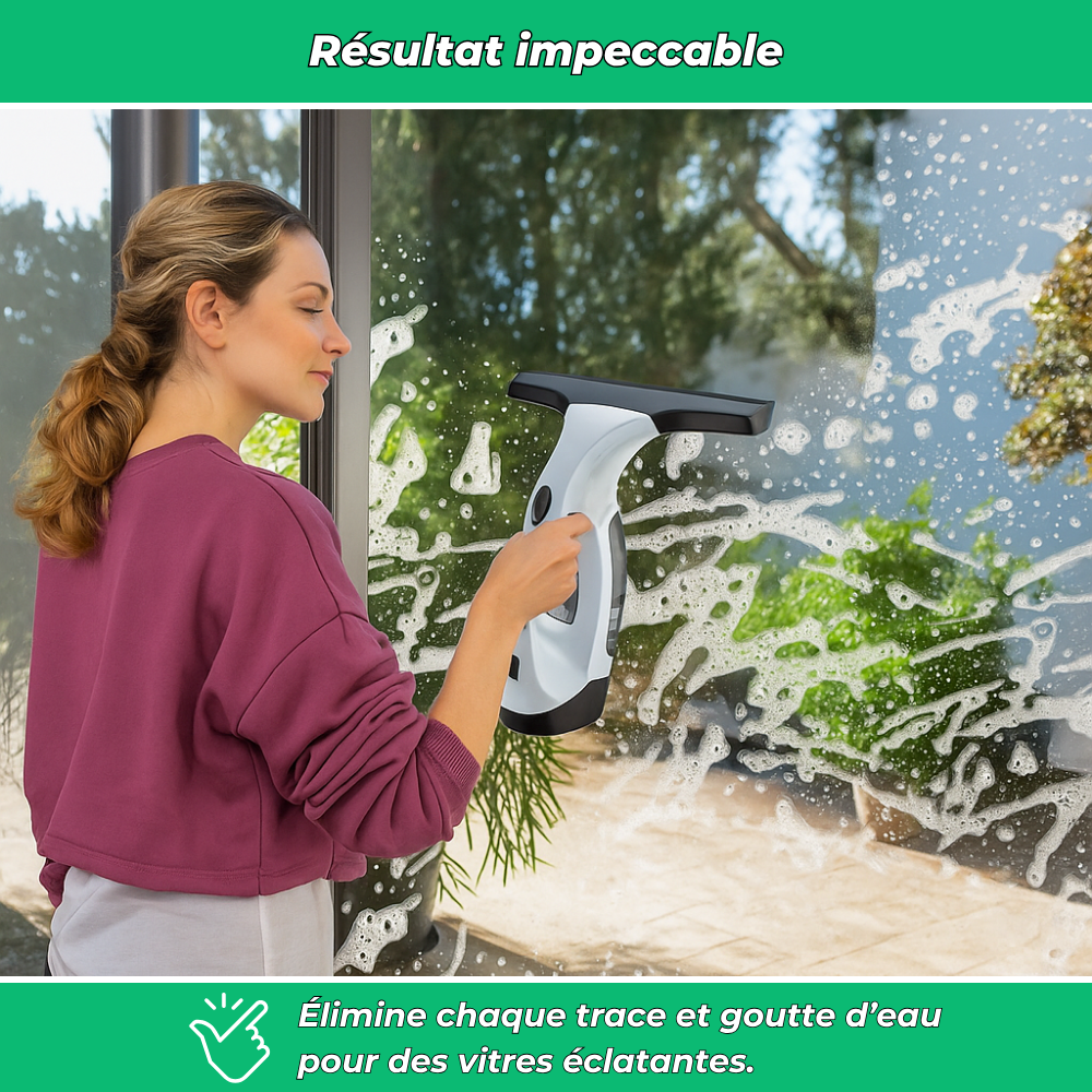 CrystalClean – Nettoyeur de vitres électrique 2200 mAh | Vitres, miroirs, douches et comptoirs