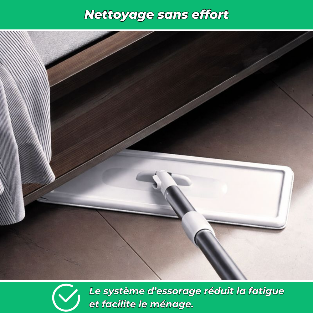 Cleanéo – Serpillière avec seau essoreur 360° pour sols humides et secs