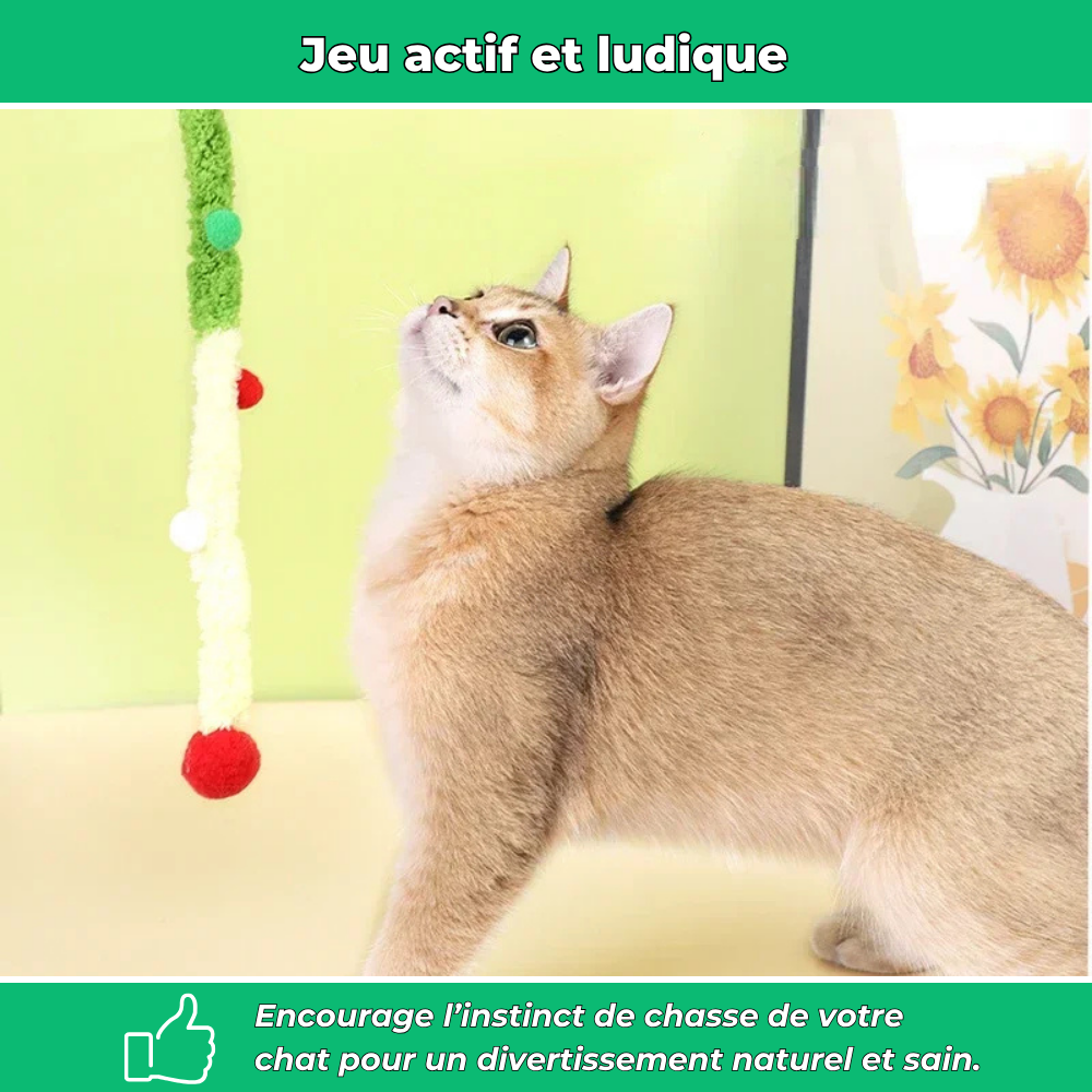 Jouet en peluche pour chat avec tige flexible