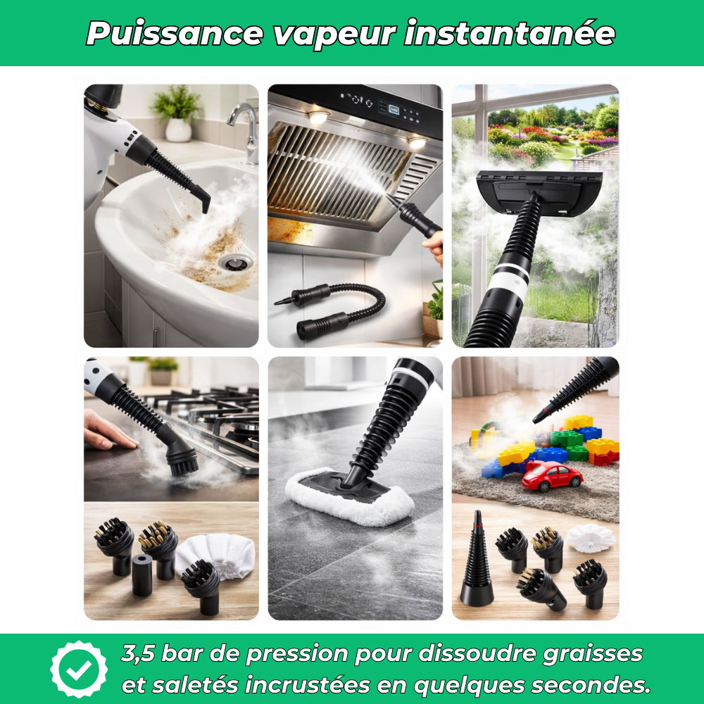VaporMax | Nettoyeur à Vapeur Électrique Haute Pression | Multi-Usages Sans Produits Chimiques