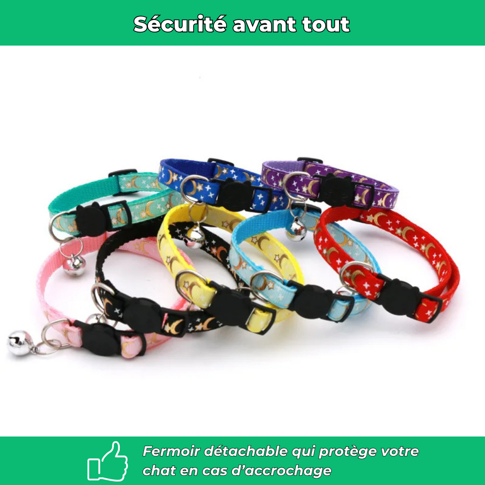 Collier de sécurité réglable pour chat avec clochette