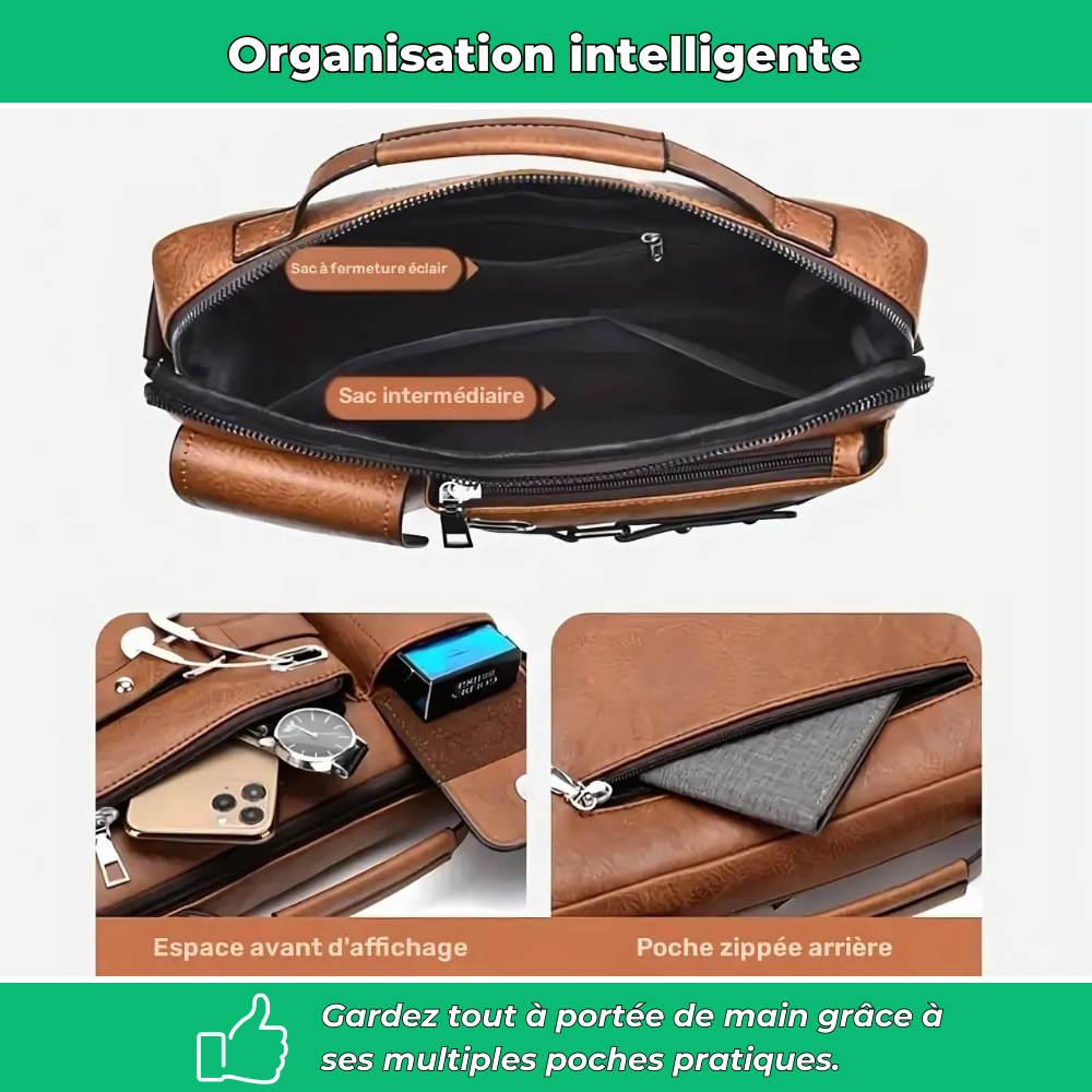 Sac bandoulière homme multi-compartiments