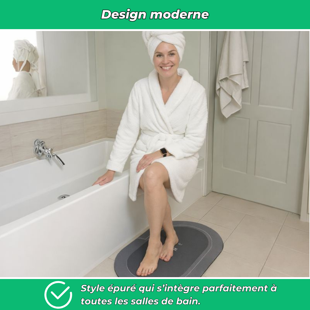 AquaSoft | Tapis de bain ultra-absorbant séchage rapide antidérapant | 40x60 cm