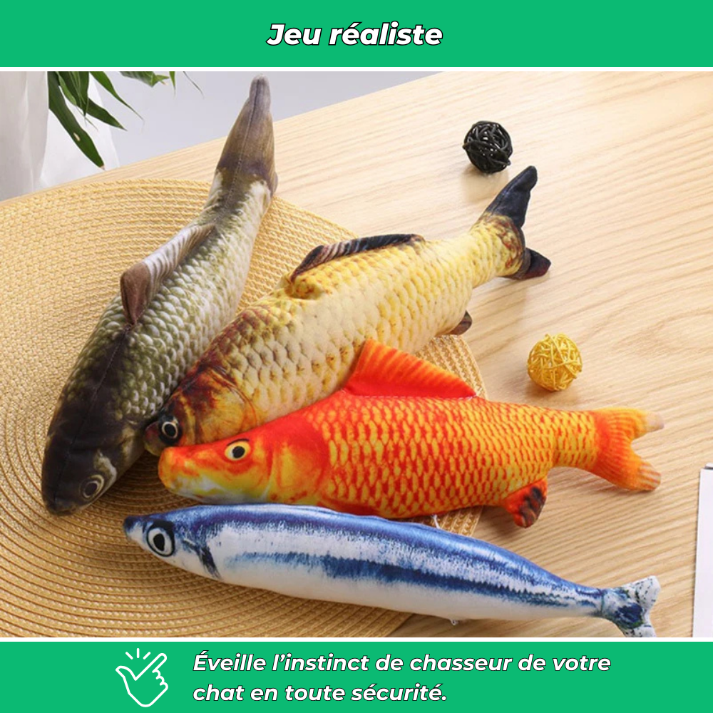 Jouet Poisson Interactif Réaliste pour Chats – Peluche Animée avec Mouvement