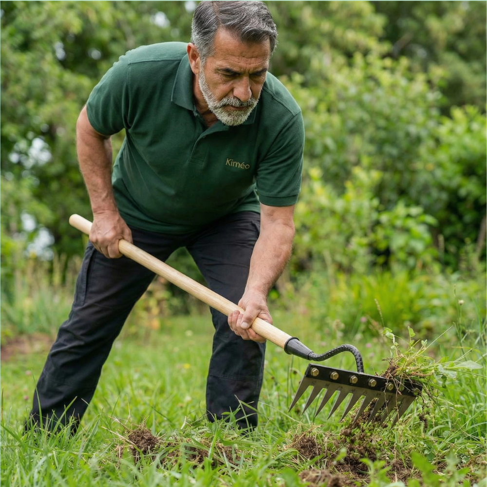 Râteau de Désherbage en Acier Robuste | Outil Résistant pour Entretien de Jardin et Élimination des Mauvaises Herbes